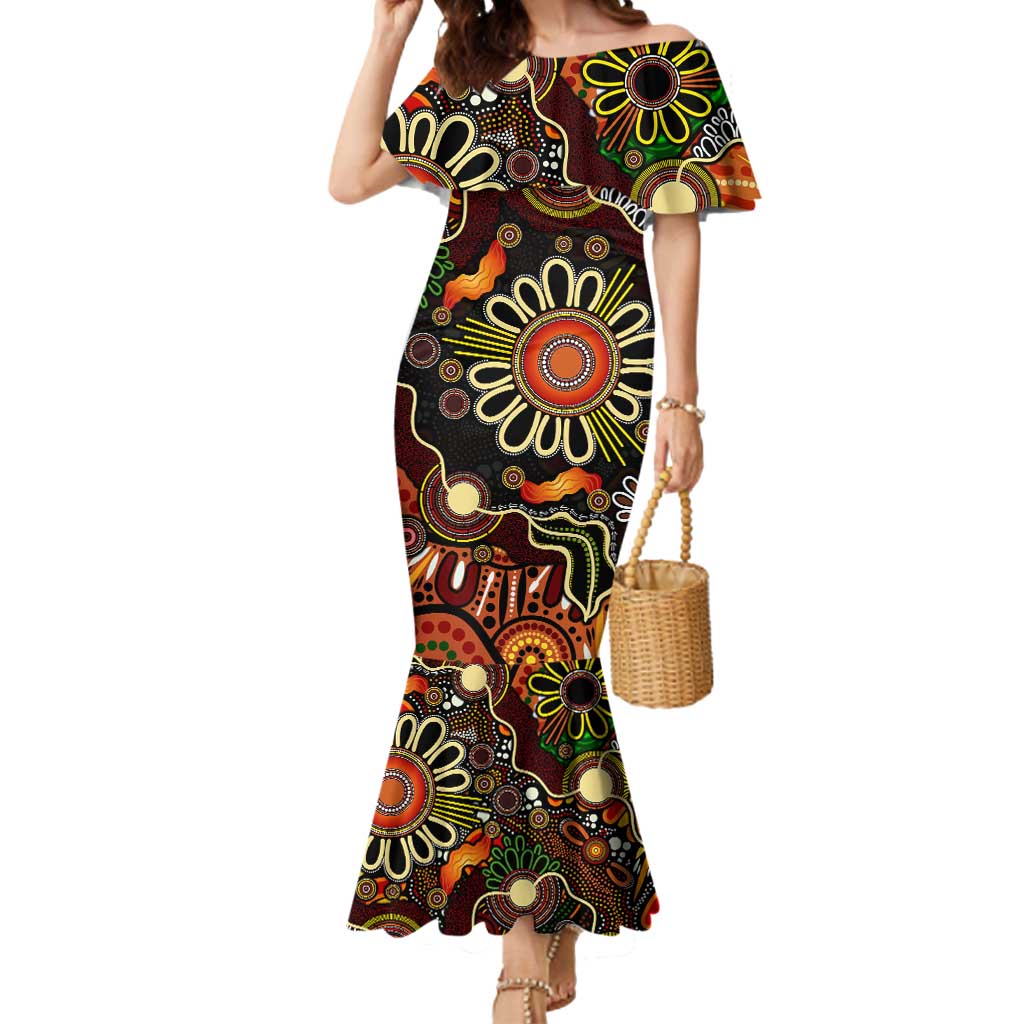 Personalised 50 Years Aboriginal Patterns Of The Past Mermaid Dress Legacy NAIDOC 2025