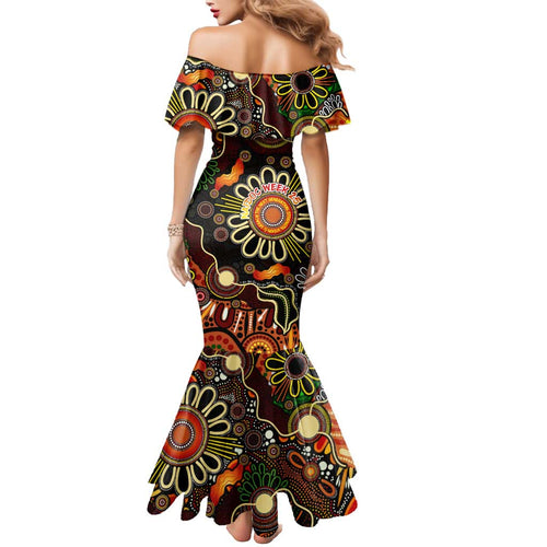 Personalised 50 Years Aboriginal Patterns Of The Past Mermaid Dress Legacy NAIDOC 2025