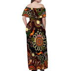 Personalised 50 Years Aboriginal Patterns Of The Past Off Shoulder Maxi Dress Legacy NAIDOC 2025