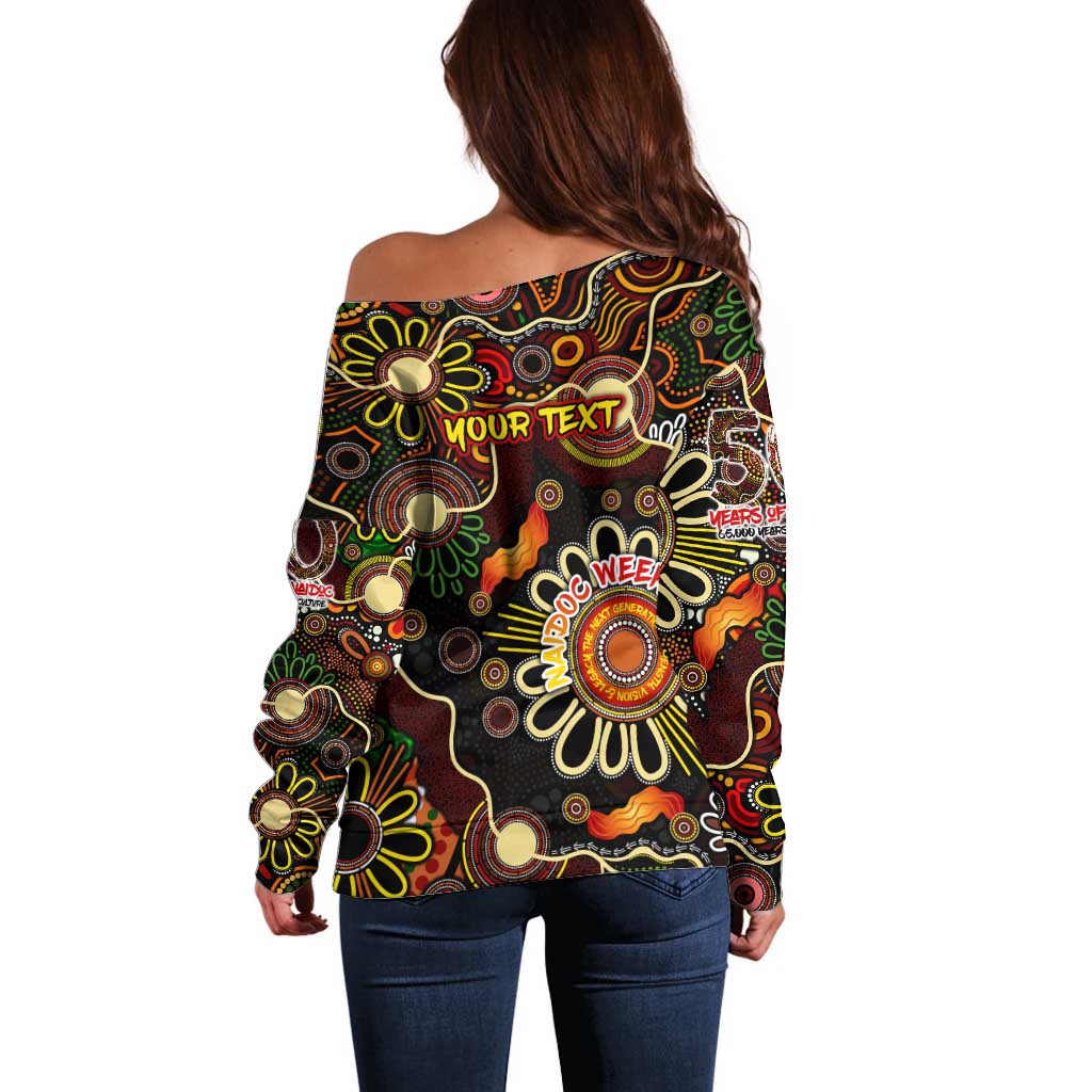 Personalised 50 Years Aboriginal Patterns Of The Past Off Shoulder Sweater Legacy NAIDOC 2025