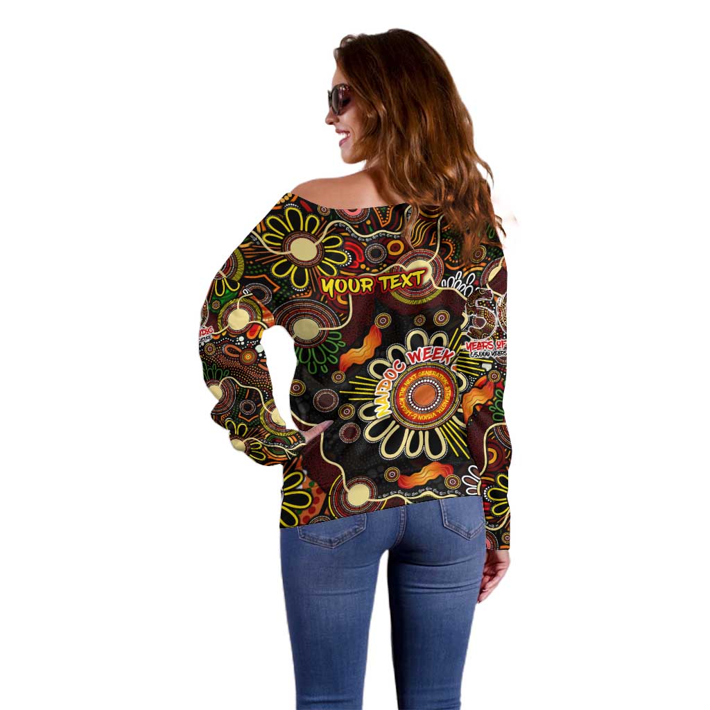 Personalised 50 Years Aboriginal Patterns Of The Past Off Shoulder Sweater Legacy NAIDOC 2025