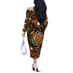Personalised 50 Years Aboriginal Patterns Of The Past Off The Shoulder Long Sleeve Dress Legacy NAIDOC 2025
