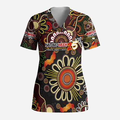 Personalised 50 Years Aboriginal Patterns Of The Past Scrub Top Legacy NAIDOC 2025 - Aussie Hoodie