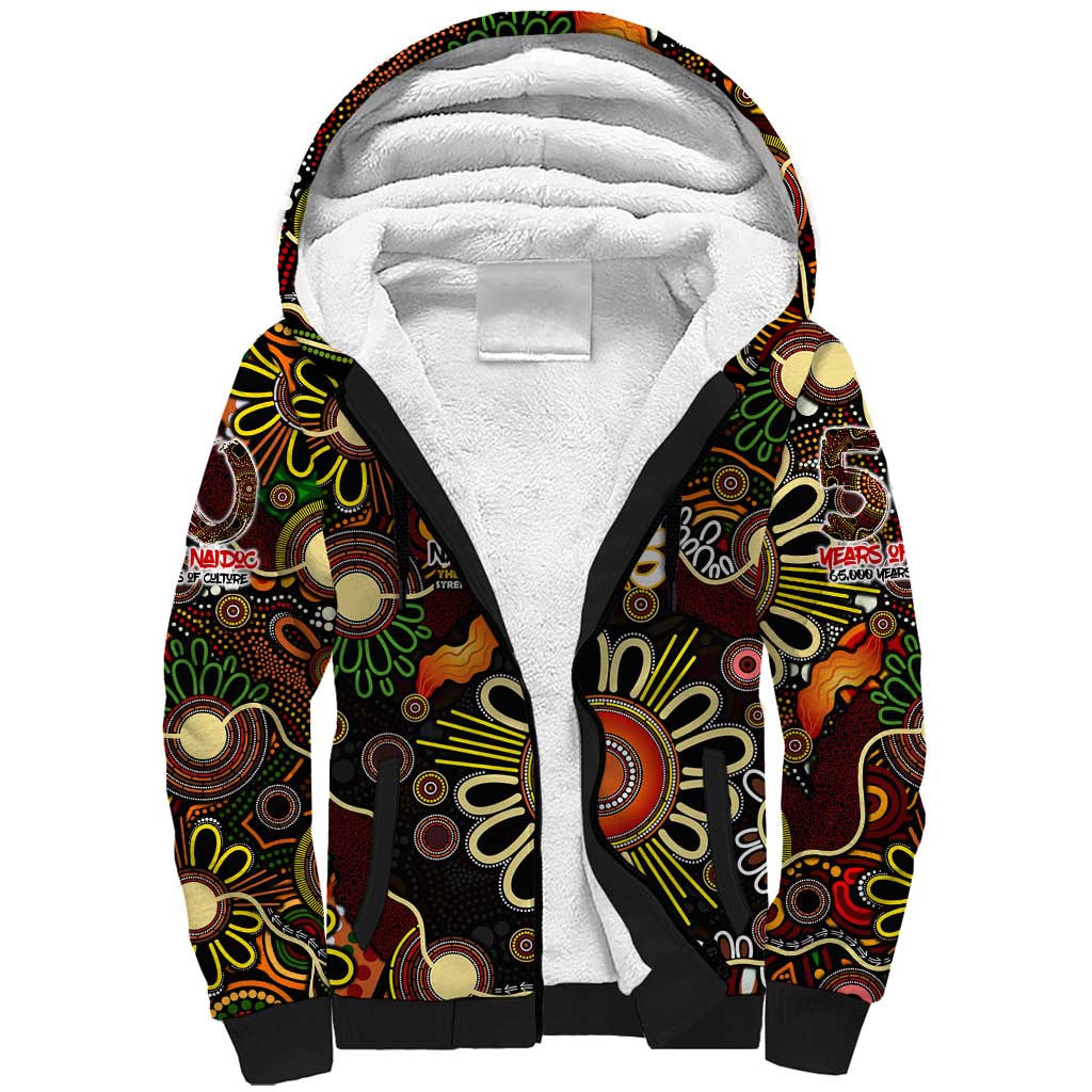 Personalised 50 Years Aboriginal Patterns Of The Past Sherpa Hoodie Legacy NAIDOC 2025