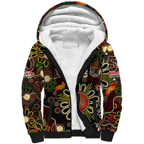 Personalised 50 Years Aboriginal Patterns Of The Past Sherpa Hoodie Legacy NAIDOC 2025