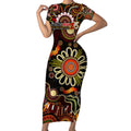 Personalised 50 Years Aboriginal Patterns Of The Past Short Sleeve Bodycon Dress Legacy NAIDOC 2025