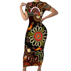 Personalised 50 Years Aboriginal Patterns Of The Past Short Sleeve Bodycon Dress Legacy NAIDOC 2025