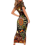 Personalised 50 Years Aboriginal Patterns Of The Past Short Sleeve Bodycon Dress Legacy NAIDOC 2025