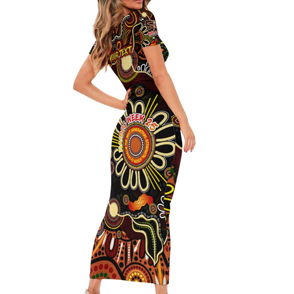 Personalised 50 Years Aboriginal Patterns Of The Past Short Sleeve Bodycon Dress Legacy NAIDOC 2025