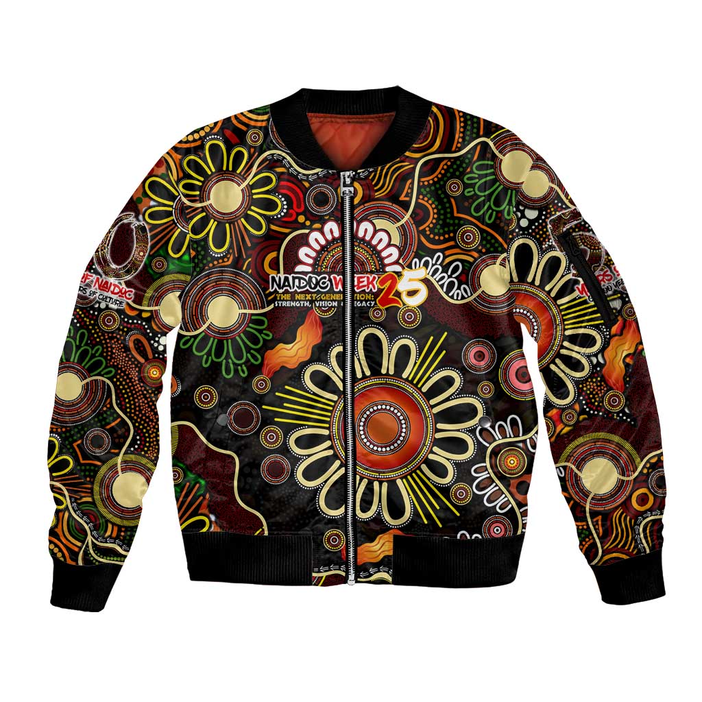 Personalised 50 Years Aboriginal Patterns Of The Past Sleeve Zip Bomber Jacket Legacy NAIDOC 2025