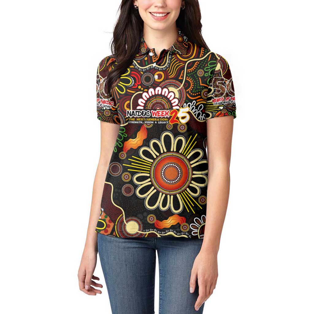 Personalised 50 Years Aboriginal Patterns Of The Past Women Polo Shirt Legacy NAIDOC 2025