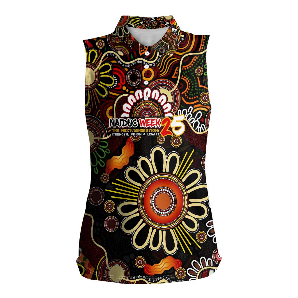 Personalised 50 Years Aboriginal Patterns Of The Past Women Sleeveless Polo Shirt Legacy NAIDOC 2025