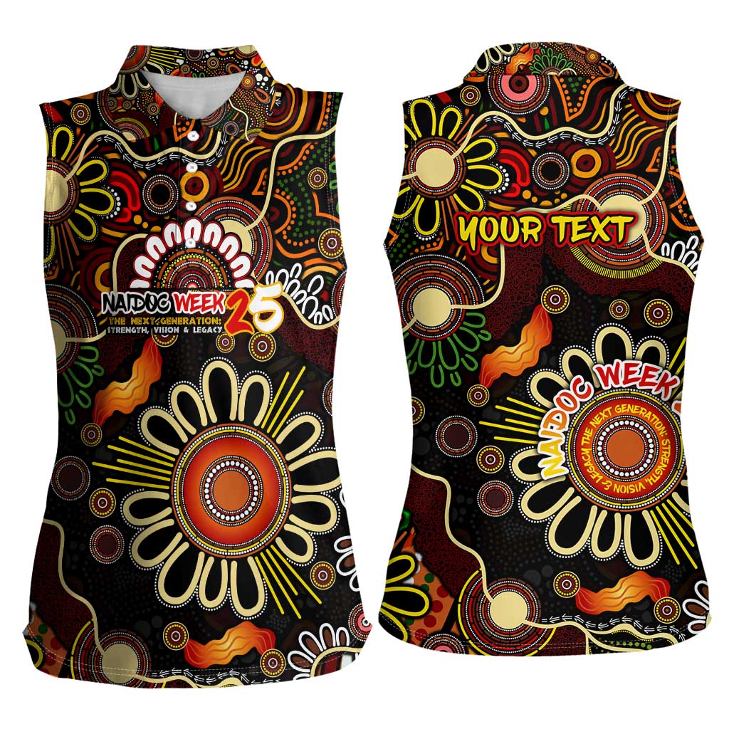 Personalised 50 Years Aboriginal Patterns Of The Past Women Sleeveless Polo Shirt Legacy NAIDOC 2025