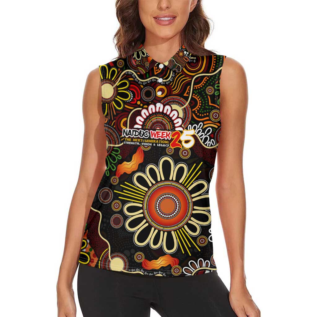 Personalised 50 Years Aboriginal Patterns Of The Past Women Sleeveless Polo Shirt Legacy NAIDOC 2025