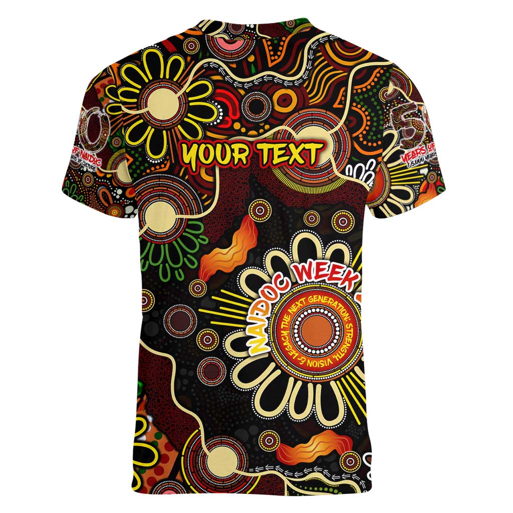 Personalised 50 Years Aboriginal Patterns Of The Past Women V-Neck T-Shirt Legacy NAIDOC 2025