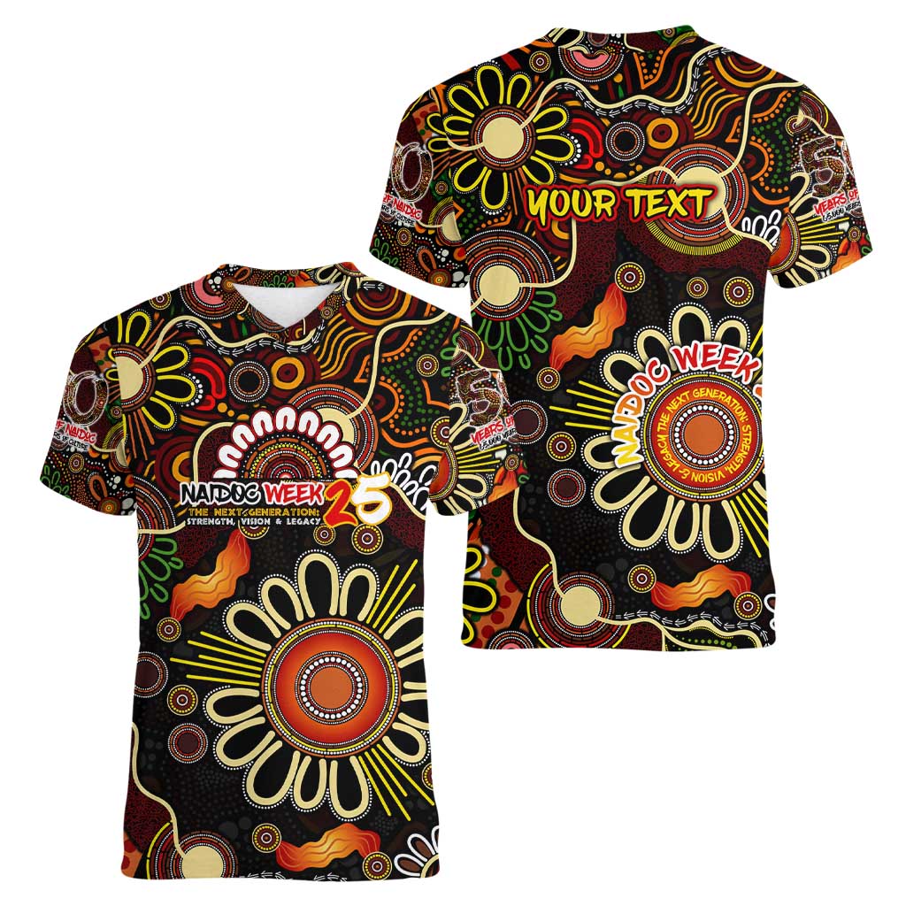 Personalised 50 Years Aboriginal Patterns Of The Past Women V-Neck T-Shirt Legacy NAIDOC 2025