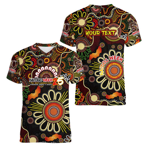 Personalised 50 Years Aboriginal Patterns Of The Past Women V-Neck T-Shirt Legacy NAIDOC 2025