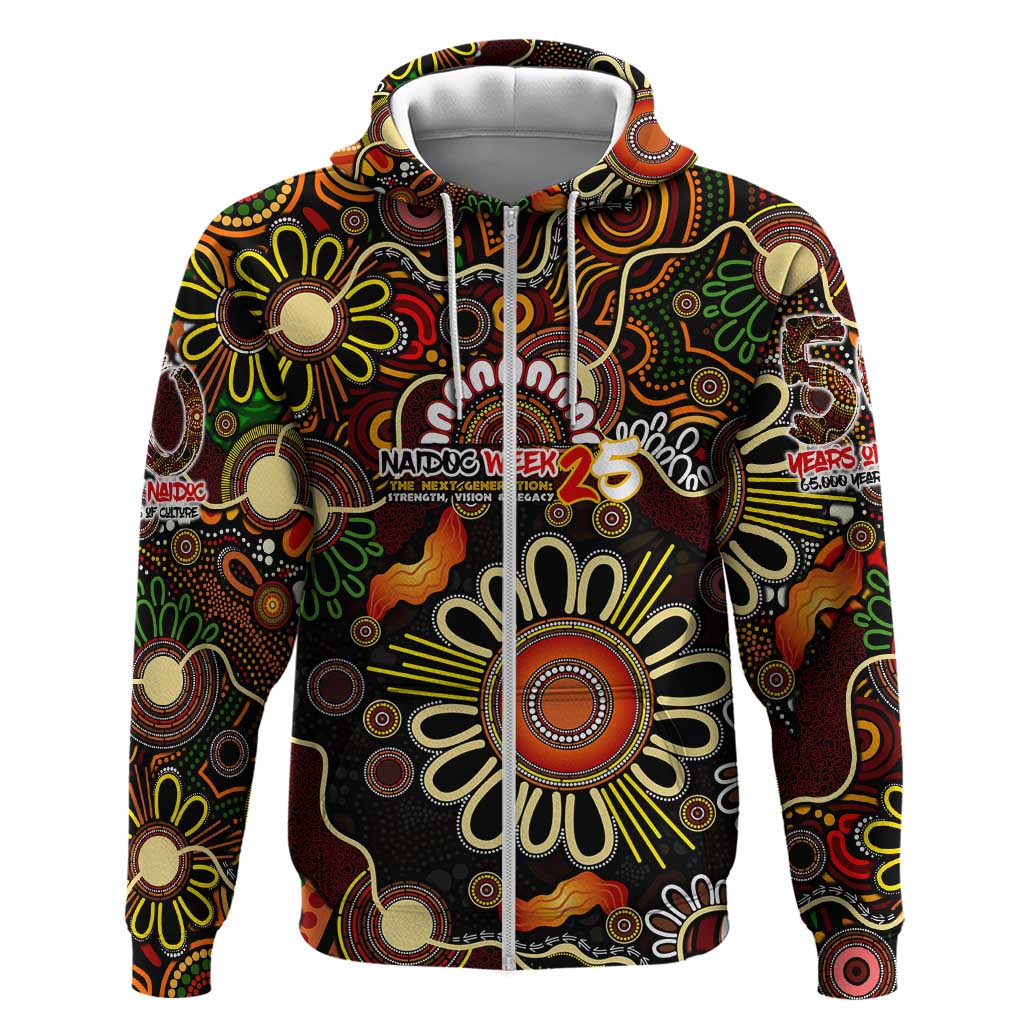 Personalised 50 Years Aboriginal Patterns Of The Past Zip Hoodie Legacy NAIDOC 2025
