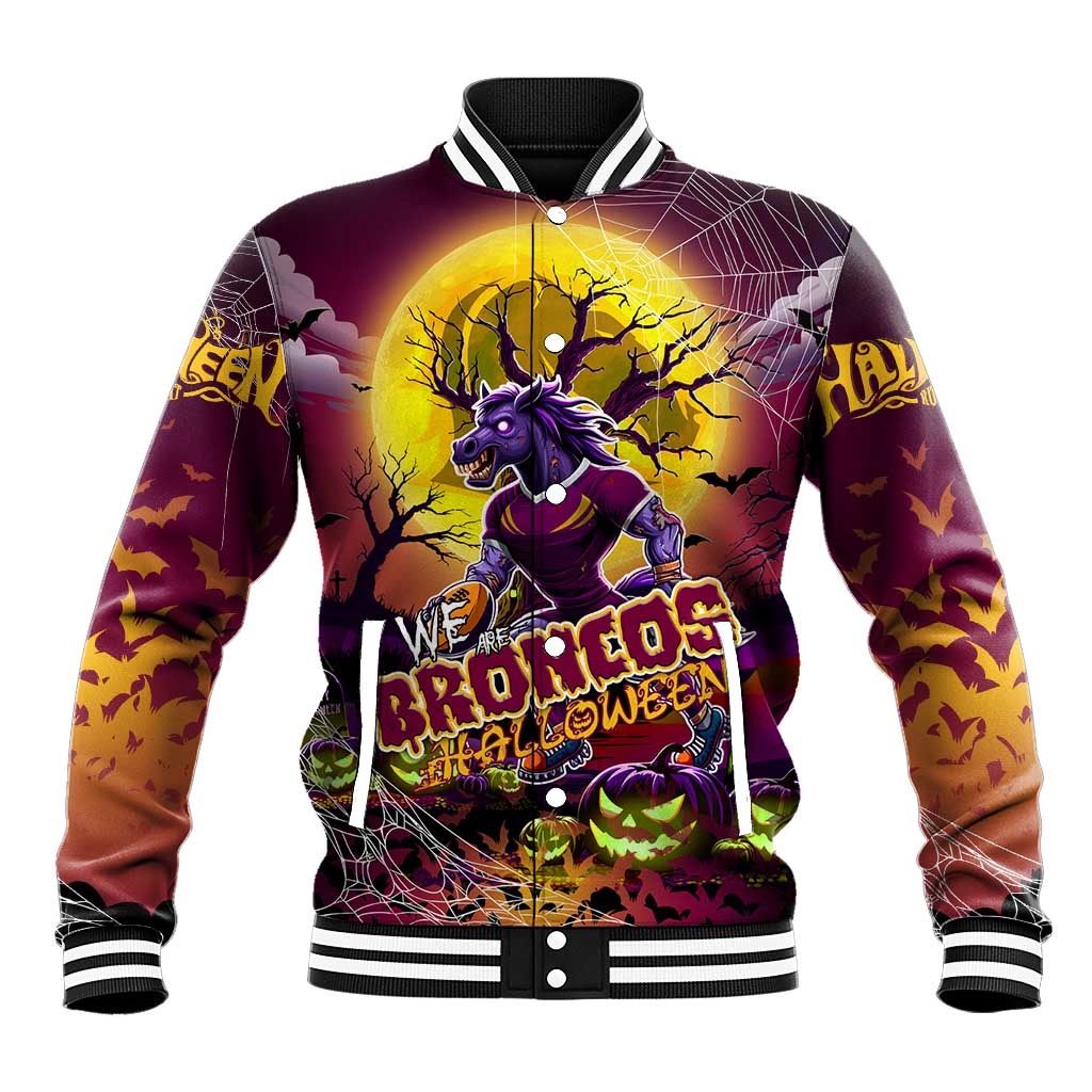 We Are Broncos Halloween Baseball Jacket Pumpkin Scary Spooky Season - Aussie Hoodie
