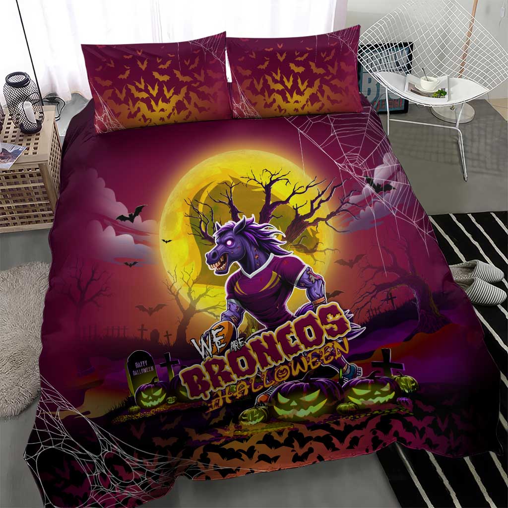 We Are Broncos Halloween Bedding Set Pumpkin Scary Spooky Season - Aussie Hoodie