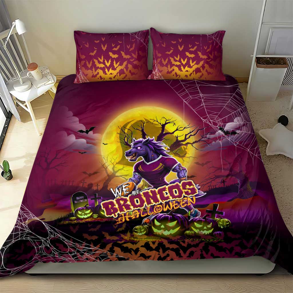 We Are Broncos Halloween Bedding Set Pumpkin Scary Spooky Season - Aussie Hoodie