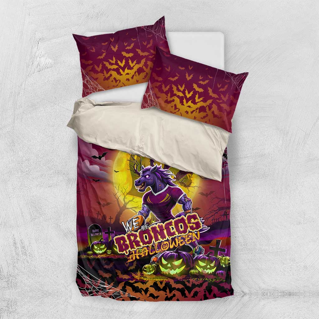 We Are Broncos Halloween Bedding Set Pumpkin Scary Spooky Season - Aussie Hoodie