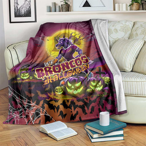 We Are Broncos Halloween Blanket Pumpkin Scary Spooky Season - Aussie Hoodie