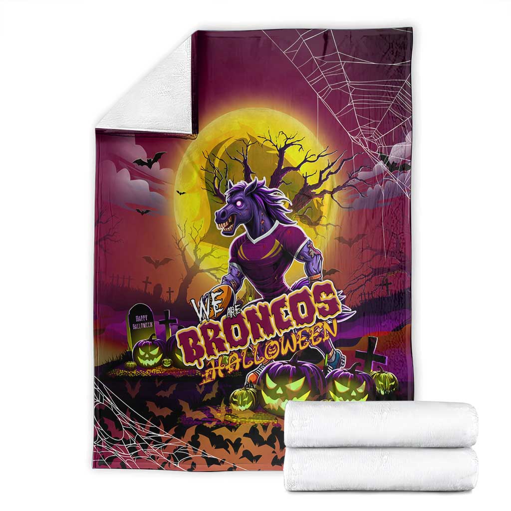 We Are Broncos Halloween Blanket Pumpkin Scary Spooky Season - Aussie Hoodie
