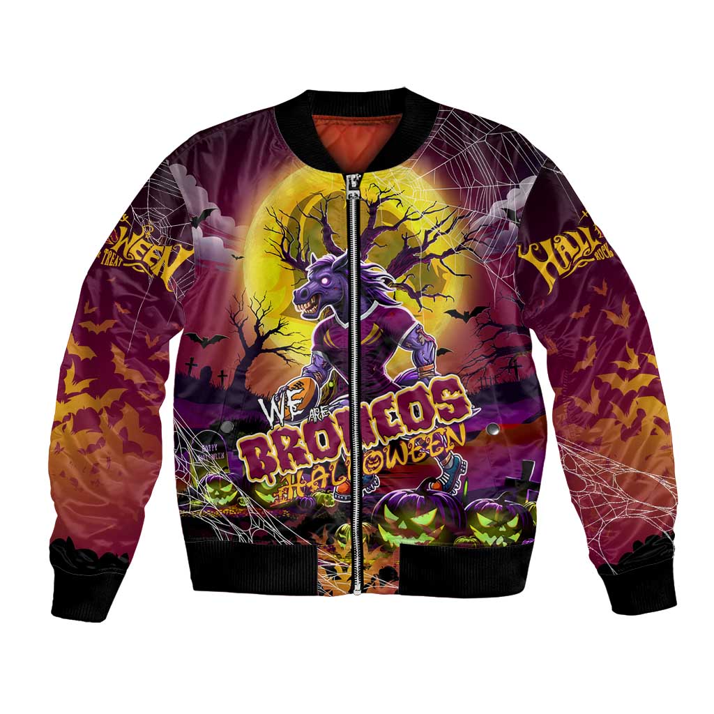 We Are Broncos Halloween Bomber Jacket Pumpkin Scary Spooky Season - Aussie Hoodie