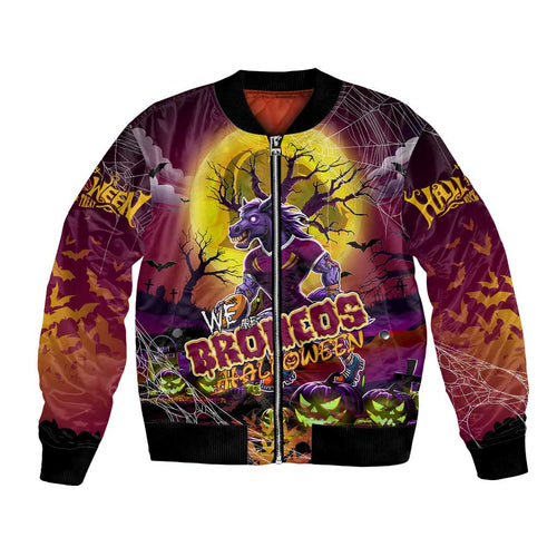 We Are Broncos Halloween Bomber Jacket Pumpkin Scary Spooky Season - Aussie Hoodie