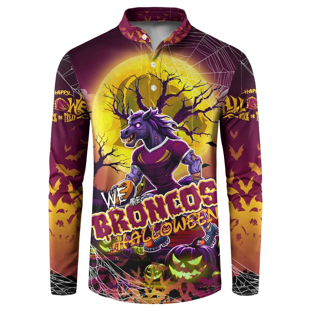 We Are Broncos Halloween Button Sweatshirt Pumpkin Scary Spooky Season - Aussie Hoodie