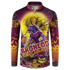 We Are Broncos Halloween Button Sweatshirt Pumpkin Scary Spooky Season - Aussie Hoodie