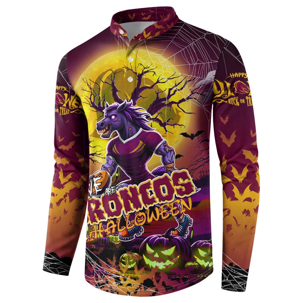 We Are Broncos Halloween Button Sweatshirt Pumpkin Scary Spooky Season - Aussie Hoodie