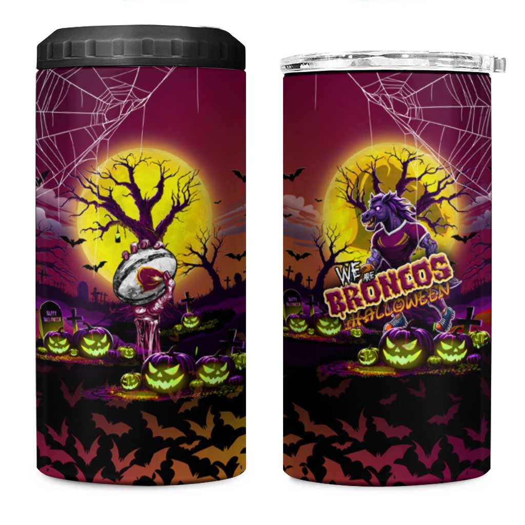 We Are Broncos Halloween 4 in 1 Can Cooler Tumbler Pumpkin Scary Spooky Season - Aussie Hoodie