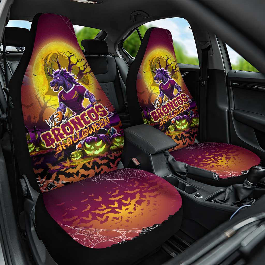 We Are Broncos Halloween Car Seat Cover Pumpkin Scary Spooky Season - Aussie Hoodie