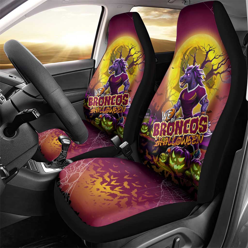 We Are Broncos Halloween Car Seat Cover Pumpkin Scary Spooky Season - Aussie Hoodie