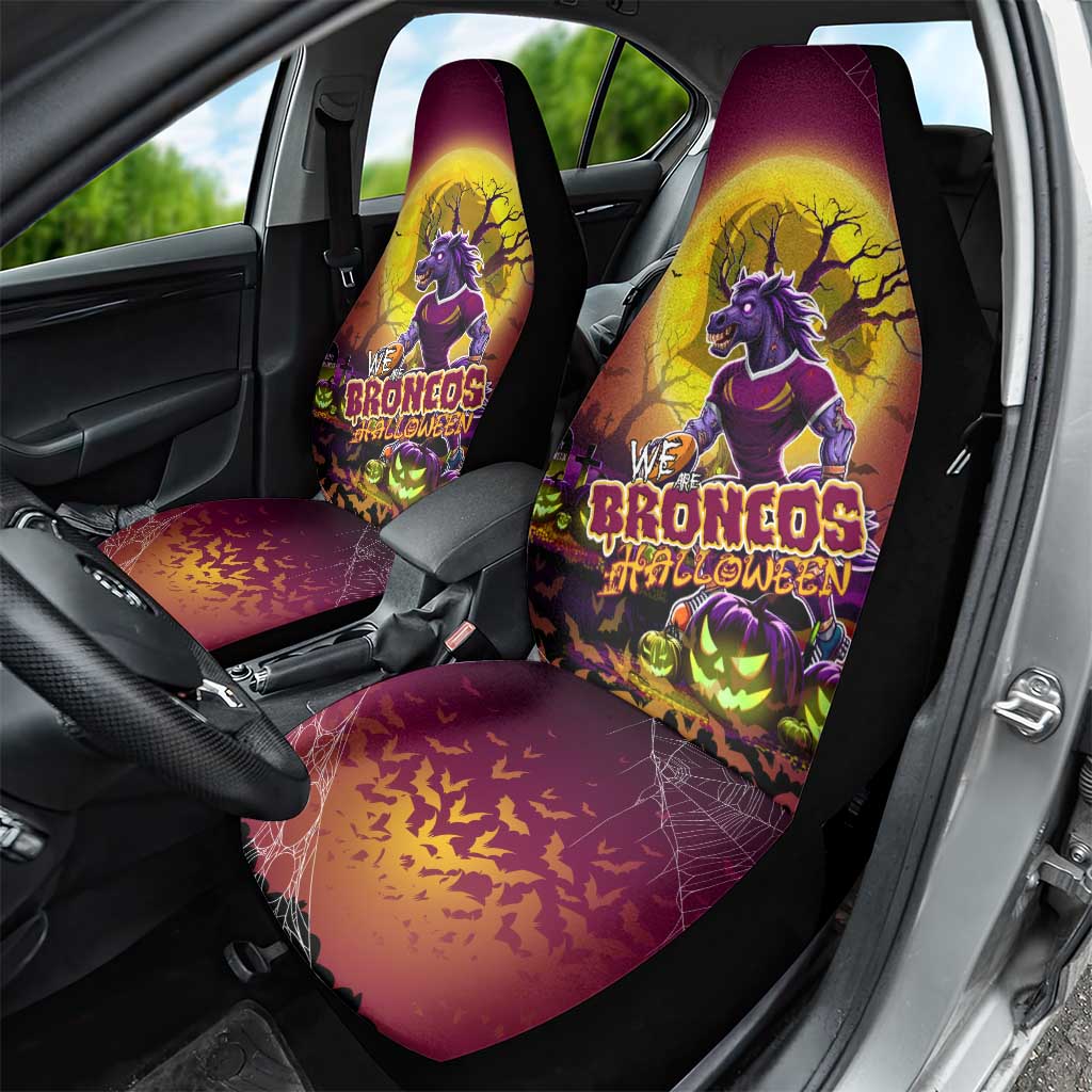 We Are Broncos Halloween Car Seat Cover Pumpkin Scary Spooky Season - Aussie Hoodie