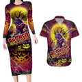 We Are Broncos Halloween Couples Matching Long Sleeve Bodycon Dress and Hawaiian Shirt Pumpkin Scary Spooky Season - Aussie Hoodie
