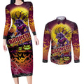 We Are Broncos Halloween Couples Matching Long Sleeve Bodycon Dress and Long Sleeve Button Shirt Pumpkin Scary Spooky Season - Aussie Hoodie