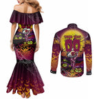 We Are Broncos Halloween Couples Matching Mermaid Dress and Long Sleeve Button Shirt Pumpkin Scary Spooky Season - Aussie Hoodie
