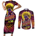 We Are Broncos Halloween Couples Matching Short Sleeve Bodycon Dress and Long Sleeve Button Shirt Pumpkin Scary Spooky Season - Aussie Hoodie