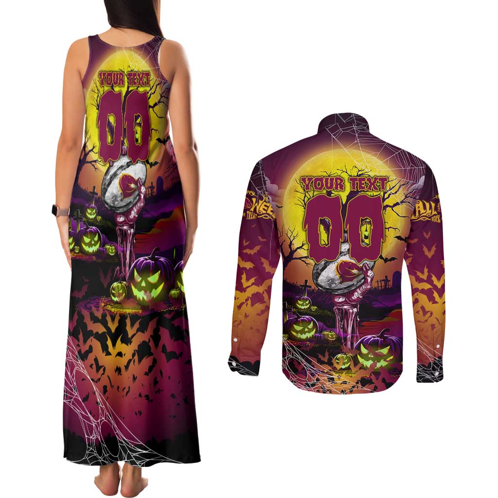 We Are Broncos Halloween Couples Matching Tank Maxi Dress and Long Sleeve Button Shirt Pumpkin Scary Spooky Season - Aussie Hoodie