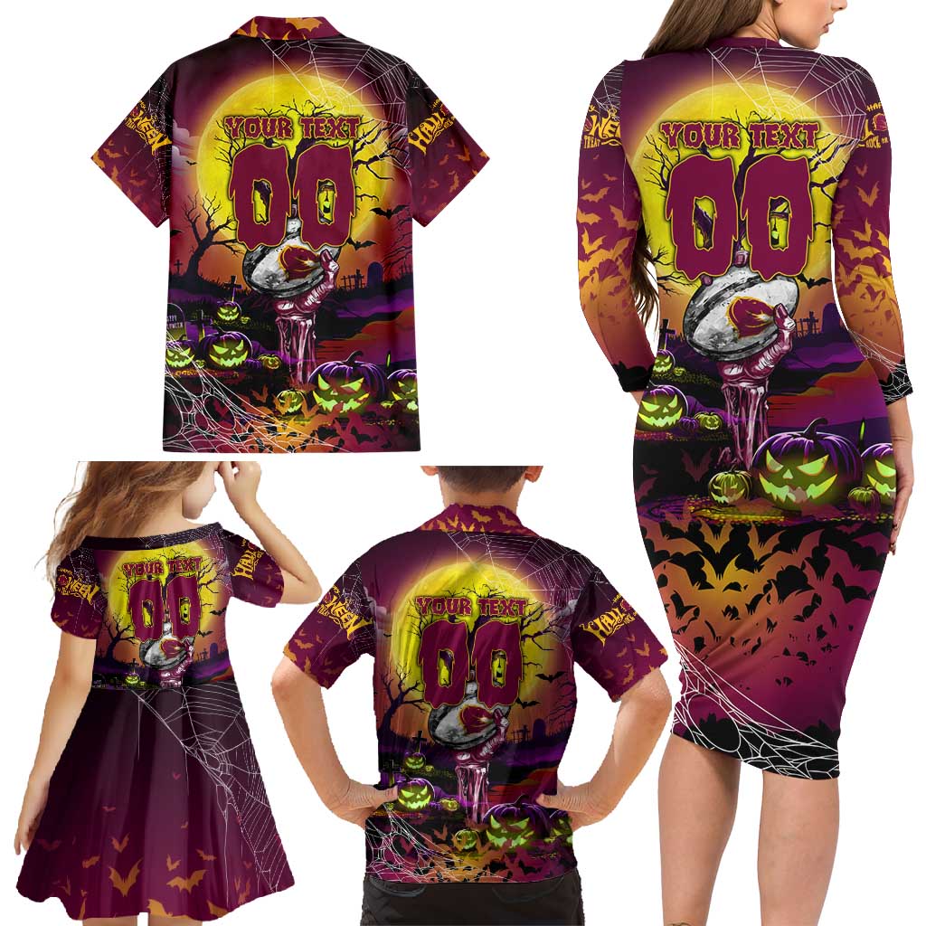 We Are Broncos Halloween Family Matching Long Sleeve Bodycon Dress and Hawaiian Shirt Pumpkin Scary Spooky Season - Aussie Hoodie