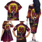 We Are Broncos Halloween Family Matching Off The Shoulder Long Sleeve Dress and Hawaiian Shirt Pumpkin Scary Spooky Season - Aussie Hoodie