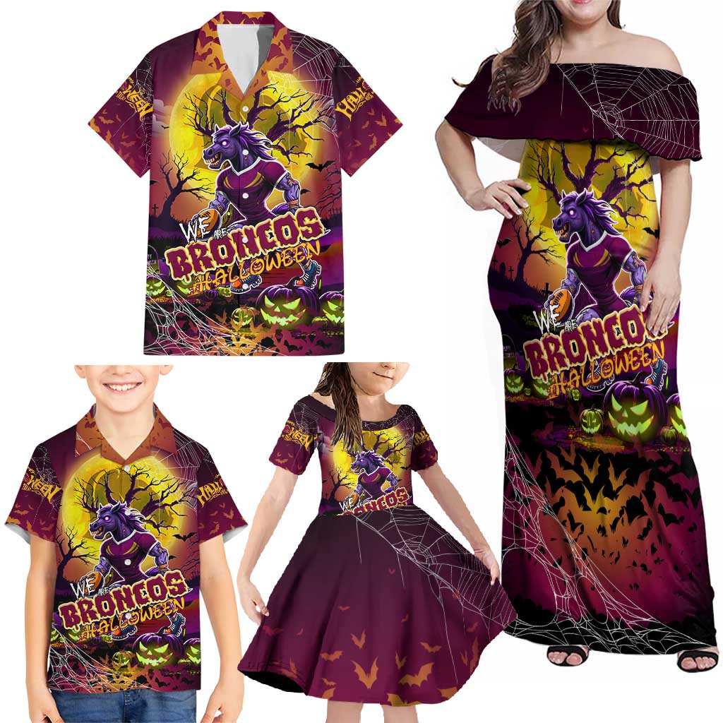We Are Broncos Halloween Family Matching Off Shoulder Maxi Dress and Hawaiian Shirt Pumpkin Scary Spooky Season - Aussie Hoodie