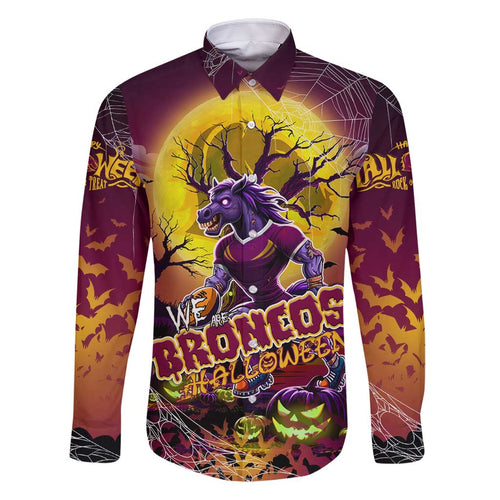 We Are Broncos Halloween Family Matching Off Shoulder Maxi Dress and Hawaiian Shirt Pumpkin Scary Spooky Season - Aussie Hoodie