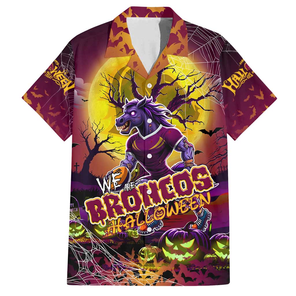 We Are Broncos Halloween Family Matching Off Shoulder Short Dress and Hawaiian Shirt Pumpkin Scary Spooky Season - Aussie Hoodie