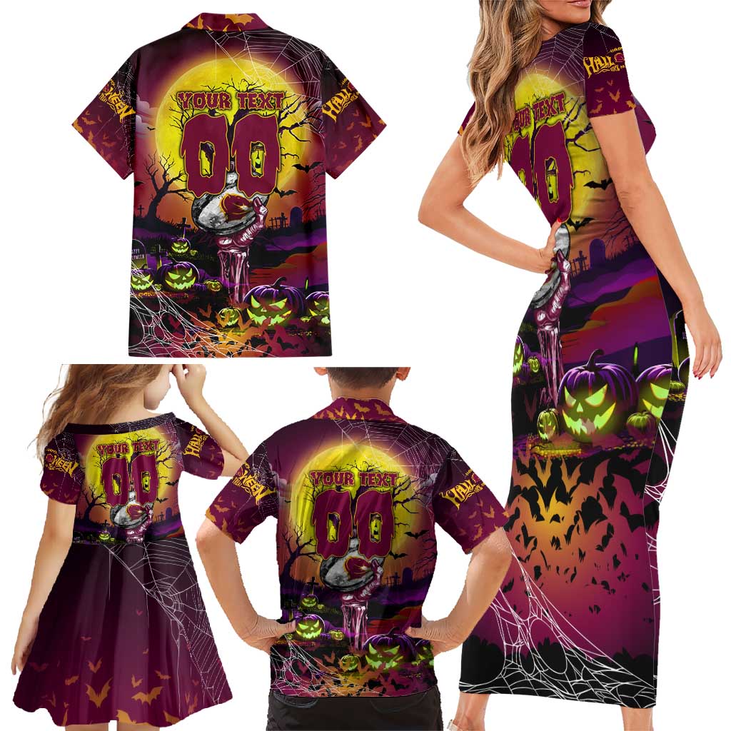 We Are Broncos Halloween Family Matching Short Sleeve Bodycon Dress and Hawaiian Shirt Pumpkin Scary Spooky Season - Aussie Hoodie