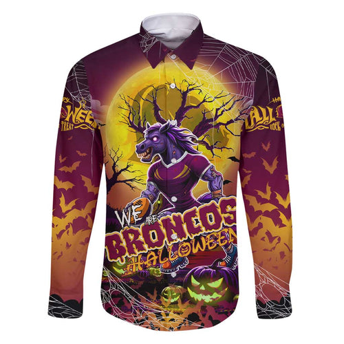 We Are Broncos Halloween Family Matching Short Sleeve Bodycon Dress and Hawaiian Shirt Pumpkin Scary Spooky Season - Aussie Hoodie