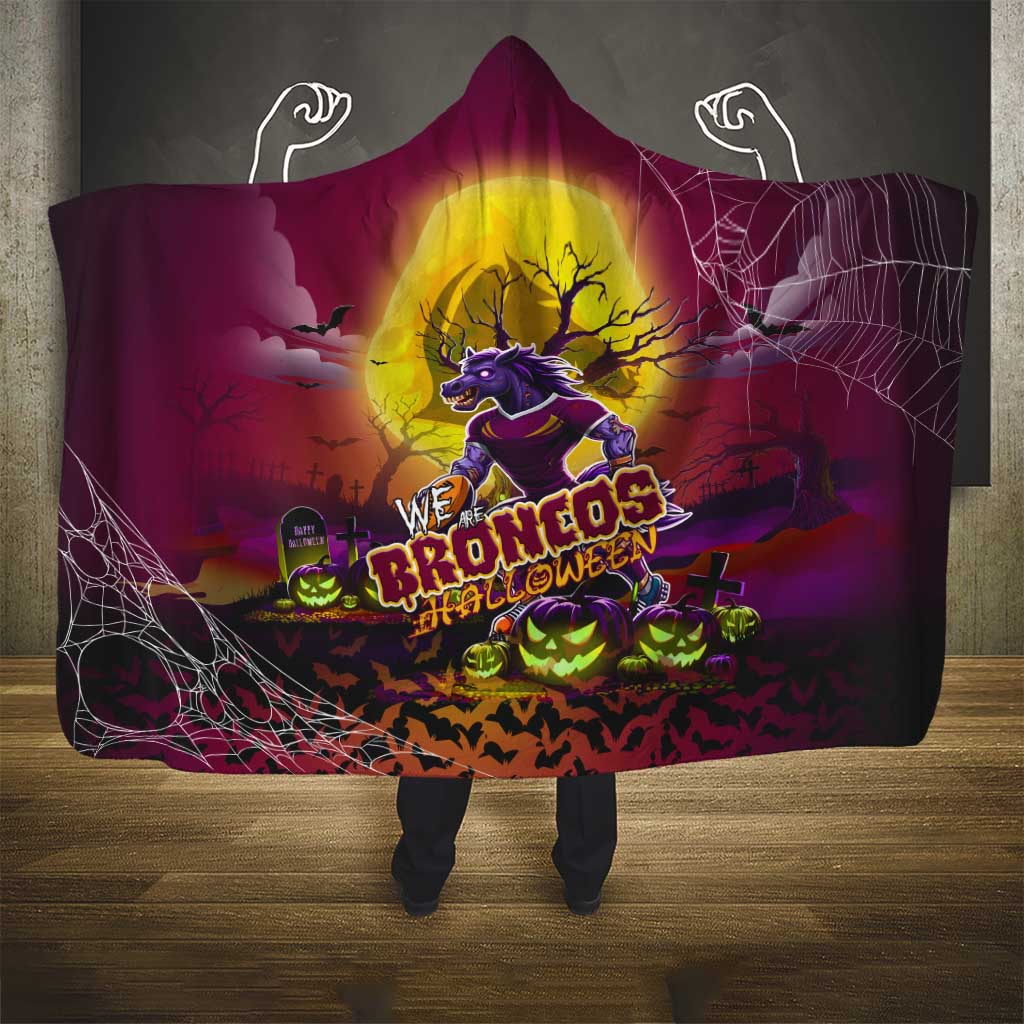 We Are Broncos Halloween Hooded Blanket Pumpkin Scary Spooky Season - Aussie Hoodie